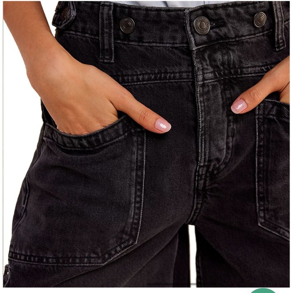 We The Free Black Jean Shorts High-Waisted Distressed - Picture 4 of 10